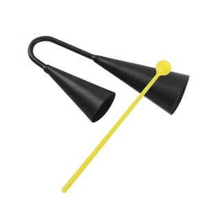 Campana de vaca de doble tono de metal negro esmerilado con doble orejeta, instrumento de percusión Orff - Product Image 3