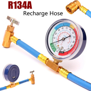 Manguera de recarga R134A con manómetro para herramienta de carga de refrigerante de aire acondicionado de automóvil - Product Image 1
