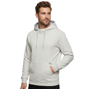 Sweat-shirt à capuche unisexe gris clair, coupe classique, en coton French Terry, décontracté, pour l'automne, avec poche - Product Image 1