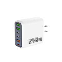 Pengisi Daya Cepat Universal 70W GaN PD 3 Port Multi Protokol untuk Laptop, Ponsel, dan Earphone dengan 3 Colokan EU, US, UK untuk Perjalanan