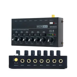 Mixer Ultra compatto Stereo MIX600 Mini DJ suono a basso rumore Mixer Audio professionale KTV Mixer Audio professionale