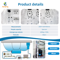 Jacuzzi extérieur 3 places avec système Balboa, 60 jets de massage, encastrable, en acrylique, pour jardin familial, hydrothérapie apaisante, directement de l'usine