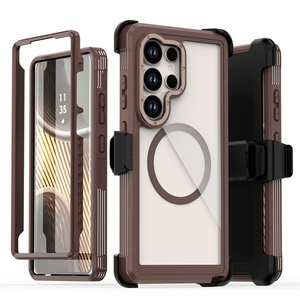 Étuis de téléphone magnétiques de créateur de luxe pour <span class=keywords><strong>Samsung</strong></span> S24 Plus S25 Couverture arrière ultra transparente avec béquille <span class=keywords><strong>portable</strong></span> - Product Image 1