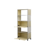 Armarios de Almacenamiento Modulares Abiertos y Móviles con Estructura de Acero Inoxidable Estilo Bauhaus para Dormitorios, Oficinas en Casa y Pasillos