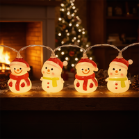 Guirlande lumineuse de Noël LED en forme de bonhomme de neige, lumière chaude, alimentée par piles, décoration de fête à suspendre pour la maison, cadeau de Noël