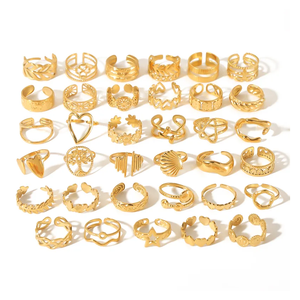 Nouvelle arrivée Bague de mode pour femmes en acier inoxydable irrégulière plaqué or étanche ouvert réglable Design doux non-ternissement - Product Image 1