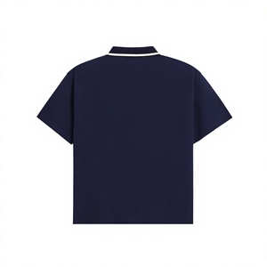 เสื้อเชิ้ตแขนสั้นสีกรมท่าสำหรับผู้ชาย SYNC พิมพ์ลายโลโก้ด้านหน้า ผ้าฝ้ายทอเนื้อนุ่ม ระบายอากาศได้ดี กันยับ บริการ OEM ทรงปกติ - Product Image 2