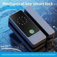 Cerradura Inteligente para Puerta de Vidrio con WiFi, Sin Perforaciones, Marco de Aleación de Aluminio y ABS, con Huella Dactilar, Contraseña, Tarjeta y Llave, Venta al Por Mayor de Fábrica