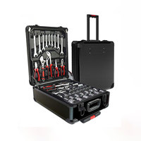 Ensemble d'outils à main personnalisé OEM de 186 pièces avec boîte rigide à roulettes en aluminium, quatre couches de rangement, ensemble d'outils combinés