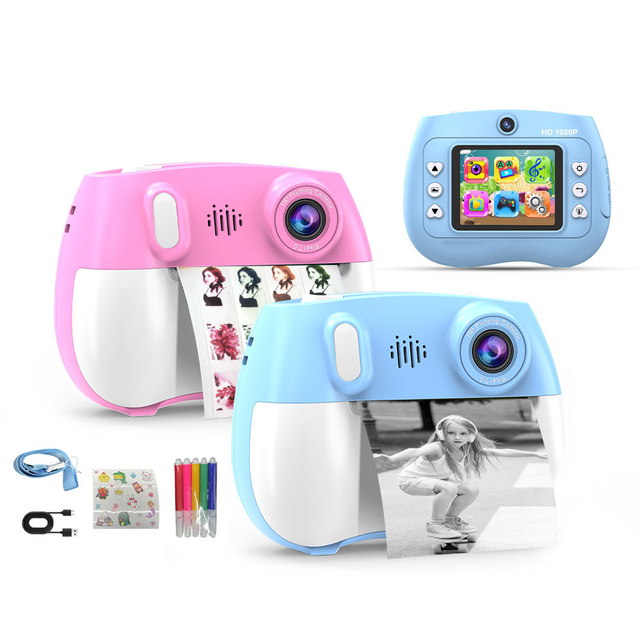 2.4 Inch IPS HD Screen VGA Lens Instant Photo Printing Video Recording Digital Camera for Kids ZK18 Camera Christmas Gift