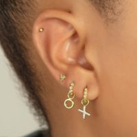 Bijoux fins en argent sterling 925 vintage plaqué or 18 carats avec zircone cubique en forme de O, boucles d'oreilles pendantes