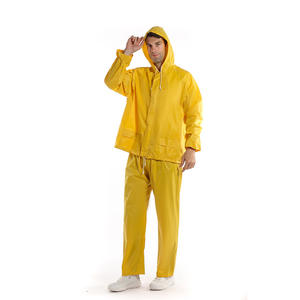 Ensemble imperméable jaune unisexe et pantalon de pluie 170T18S en polyester PVC coupe-vent pour cyclisme et travail en extérieur, taille adulte R1720 - Product Image 5