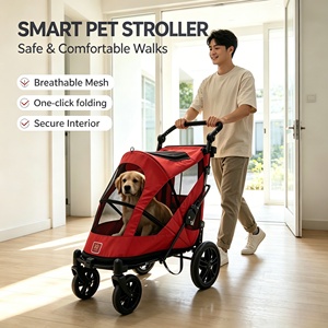 Poussette pliable de luxe JXB <span class=keywords><strong>pour</strong></span> animaux de compagnie, légère, à 4 roues, <span class=keywords><strong>pour</strong></span> les voyages en plein air, avec ventilation en maille - Product Image 1