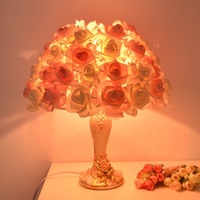 Lampe de table européenne, rose, LED, veilleuse, lampe de chevet, lampe de bureau pour la maison, mariage, fête, décoration intérieure, luxe