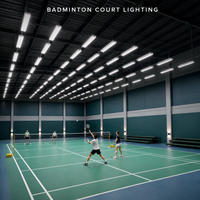 Éclairage LED linéaire pour sports en salle 42W 3320lm 6000K CRI80, double couche anti-éblouissement, sans scintillement, luminaire pour terrain de badminton