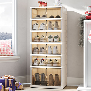 Organizador de Sapatos Dobrável de 9 Camadas, Fácil de Instalar, Armário de Sapatos de Plástico em Uma Peça, Organizador de Sapatos de Plástico com Logotipo Personalizado - Product Image 2
