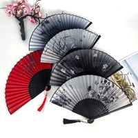Éventail pliant classique en bambou fait main de style antique, avec pompon, portable, chinois, unisexe, pour étudiants, Hanfu, danse, Nouvel An, sans doublure