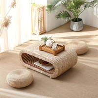 Table basse tatami simple et durable en herbe de la canne tressée, style Zen, pour fenêtre flottante, petit balcon, maison, éco-responsable
