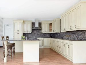 OEM CANA High End Shaped <b>Kitchen</b> Cabinet Units Wholesale White Flat Panel Cupboard with <b>Island</b> Table Hot <b>Sale</b> - Product Image 6