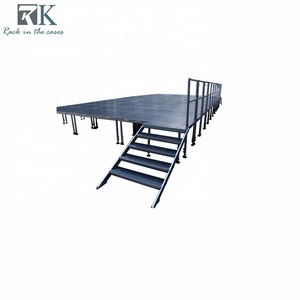 Sistema de Escenario Portátil de Madera Contrachapada para Eventos y Conciertos, Plataforma de Escenario de 4x4 pies y 4x8 pies de Rápida Instalación - Product Image 1