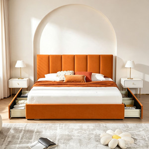 Contemporary Channel Tufted Upholstered Storage <strong>Bed</strong> Frame Velvet <strong>Bed</strong> With <strong>Drawers</strong> <strong>Under</strong> <strong>Bed</strong> Storage Home Bedroom Furniture - Product Image 1