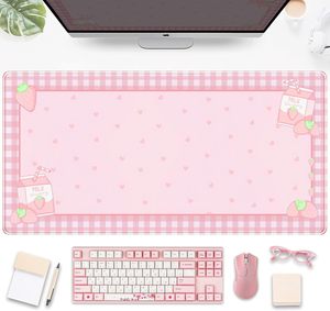 Alfombrillas de Escritorio Lindas con Diseño de Fresa y Leche, Alfombrilla de Ratón Kawaii Extragrande, Alfombrilla de <span class=keywords><strong>Teclado</strong></span> Grande Kawaii - Product Image 2