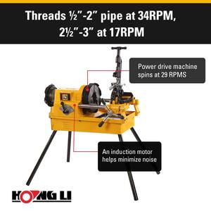 Filettatrice Elettrica <span class=keywords><strong>Professionale</strong></span> HongLi SQ80A per Tubi 12-80mm, Motore a Induzione 1100W, Certificazione CE, Funzionamento Silenzioso, BSPT/NPT - Product Image 2