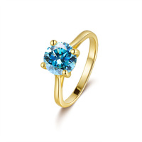 Bague de fiançailles/mariage en argent S925 plaqué or 18 carats avec moissanite de forme vintage à quatre griffes de 2 carats, vente en gros d'usine GF, certifiée GRA