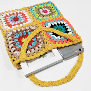 Bolso tote de mano de ganchillo con cuadrados y malla perforada, estilo estético shabby chic, tejido, estilo <span class=keywords><strong>Ibiza</strong></span>, para playa y pesca - Product Image 5