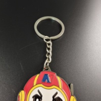 Porte-clés personnalisé en alliage de zinc émaillé avec impression UV, motif pompier de dessin animé |   Cadeau d'entreprise pour événement de sécurité incendie, souvenir communautaire