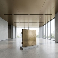 Panneau de plafond décoratif en métal insonorisant 600x600, à clipser, en aluminium brossé bronze, prix usine