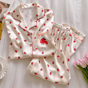 <span class=keywords><strong>Pigiama</strong></span> in Seta Ghiaccio di Lusso <span class=keywords><strong>Leggero</strong></span> da Donna, Estivo, Semplice e Comodo, a Maniche Corte e Pantaloni Lunghi, Indossabile anche Fuori Casa, Completo Abbigliamento - Product Image 3