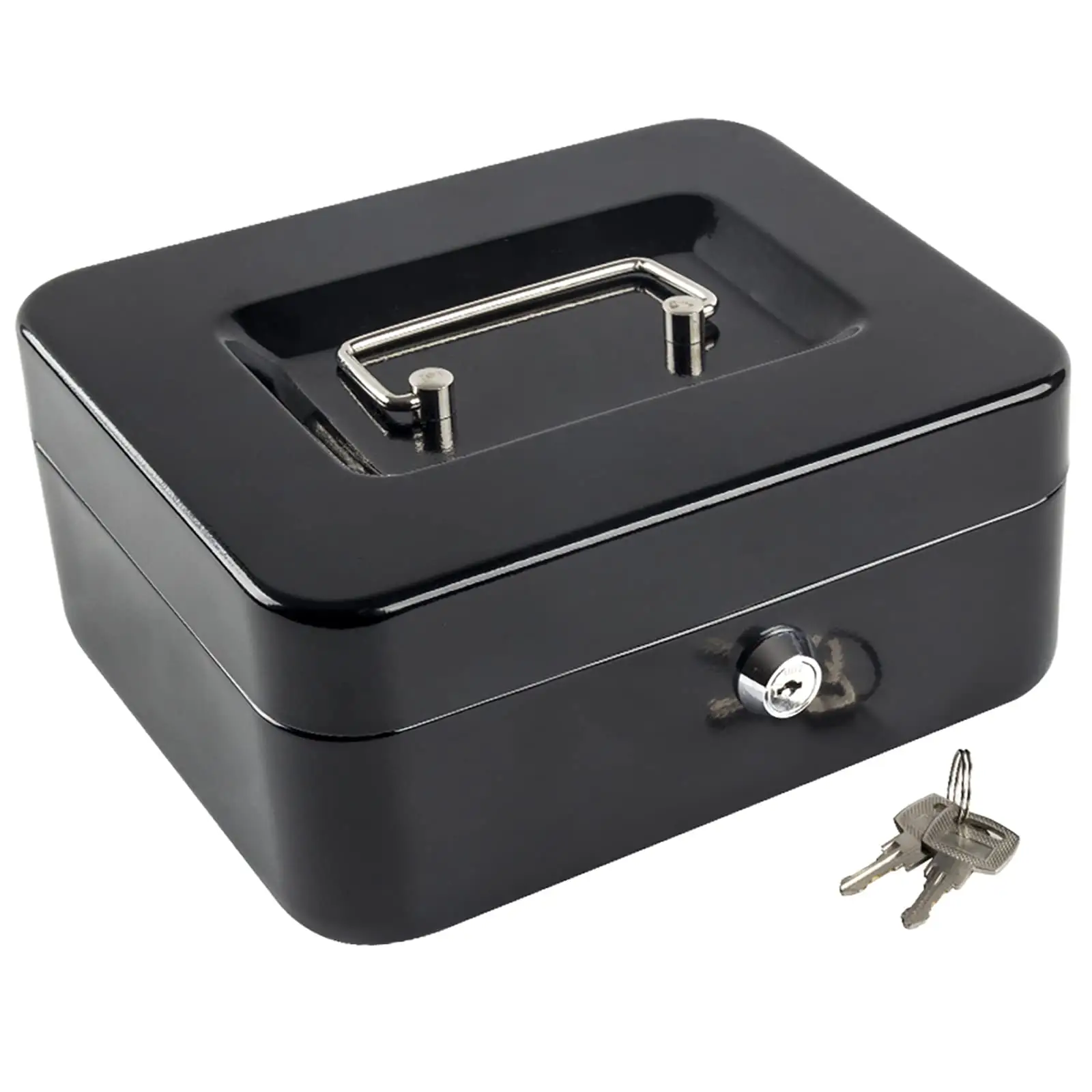 amazon hot sale Metal Money keys Metal Cash Box with Money Tray for Security Lock Box