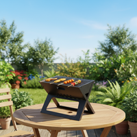 Barbecue portable multifonctionnel pliable pour camping en plein air, réchaud à charbon de bois pour brochettes, idéal pour plusieurs personnes