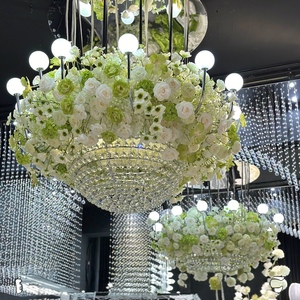 Lámparas Colgantes de Techo con Flores Artificiales de Seda Blanca, Decoración para <span class=keywords><strong>Bodas</strong></span> de Primavera y Verano, Auditorio, Mesa de Recepción - Product Image 2