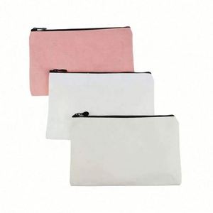 Portable Lightweight Cotton Canvas Pouch Pure Color Travel Makeup Cosmetic Bag with Zipper Closure Women's Letter Pattern Design - Product Image 1