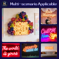 Panneau néon LED personnalisé Joyeux Anniversaire pour fêtes, mariages, hôtels, immeubles de bureaux et décoration de voitures - Acier inoxydable