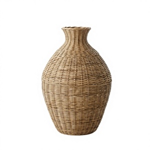 Urne élégante en osier de haute qualité, faite à la main, en rotin tressé, vase de sol pour fleurs séchées, rustique, écologique, pour table de mariage, 4-5L - Product Image 1