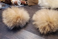 Pompon en fourrure de coyote véritable grande taille avec bouton-pression, grande boule de fourrure pour bonnets, accessoires en fourrure DIY pour écharpes et bottes