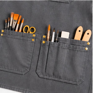 Delantal de Estudio Artístico Color Gris Carbón con Múltiples Bolsillos de Almacenamiento para Pintura, Dibujo y Talleres Creativos - Product Image 5