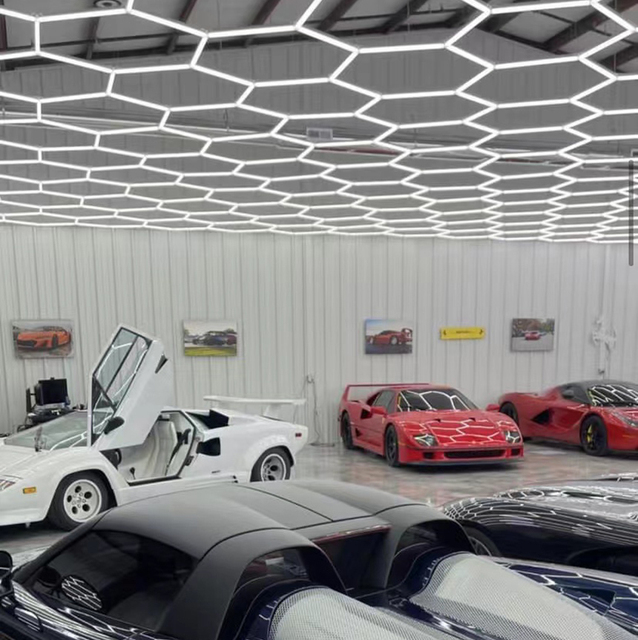 Hexagon Lights Garage 2430*4835mm DIY Gym Garage Lamp Auto Maintenance Car Wash Workshop Led Work Light