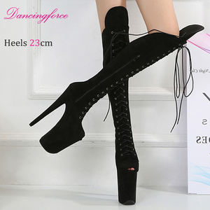 23cm Faux Suede Sexy Pole Dancing <span class=keywords><strong>Shoes</strong></span> Super High Heels Style Européen Catwalk Performance Hate Sky Hauteur Augmentation Hiver - Product Image 2