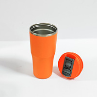 Gobelet isotherme en acier inoxydable 304 de 18 oz à double couvercle et grande ouverture, avec poignée, grande capacité, pour voiture, avec paille, idéal comme cadeau, maintien thermique 6-12h