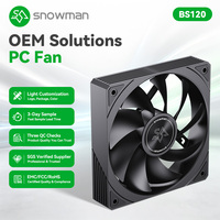 Ventilateur de boîtier PC SNOWMAN BS120 120mm noir sans LED, 76.8CFM, haut débit d'air, PWM 4 broches 12V DC, refroidissement de serveur, vente en gros