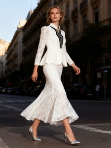 chinese dress ladies Pauline Peplum Dress, in White, Size: XL main image 0