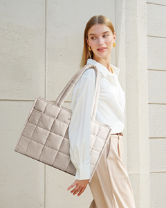 LOVEVOOK Tote <span class=keywords><strong>Bag</strong></span> voor Dames, Puffer Werkhandtas, 15.6 Inch <span class=keywords><strong>Laptop</strong></span> Tas, Grote Gestikte Gym Reistas Schoudertas met Rits - Product Image 2