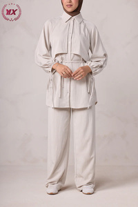 Conjunto Musulmán de Dos Piezas 2026, Camisa con Mangas Farol y Pantalones con Cinturón, Ropa Islámica Modesta para Eid y Ramadán, Baju Kurung Moderno, Malasia, Dubái - Product Image 2