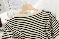 En Gros Ensemble Décontracté Femme Rétro Rayé Tricoté Taille Haute Côte Élastique Pantalon Large Jambe Manches Courtes Coupe Ample Printemps Été