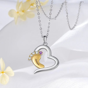 Nuovo amore creativo personalizzato con oro piccoli piedi cintura pietra diamante colore facoltativo nome inciso - Product Image 4
