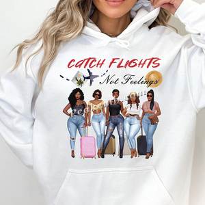 Nueva llegada Diseño personalizado Iron-On DTF Print Transferencia de prensa de calor para camisetas Impresión impermeable 'Catch Flights Not Feelings' - Product Image 3